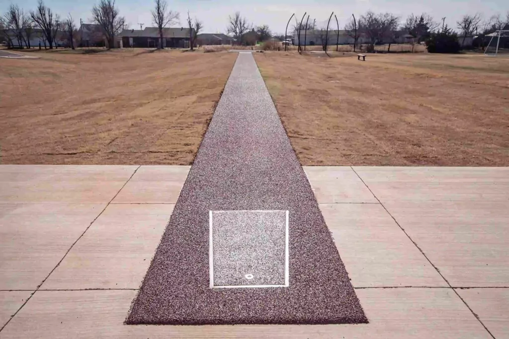 Long jump installed in sports track facility.